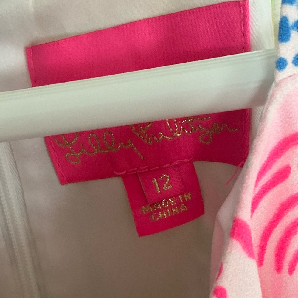 Lilly Pulitzer Pearl romper dress Multi Cheek to Cheek patch sz 12 - Picture 3 of 6